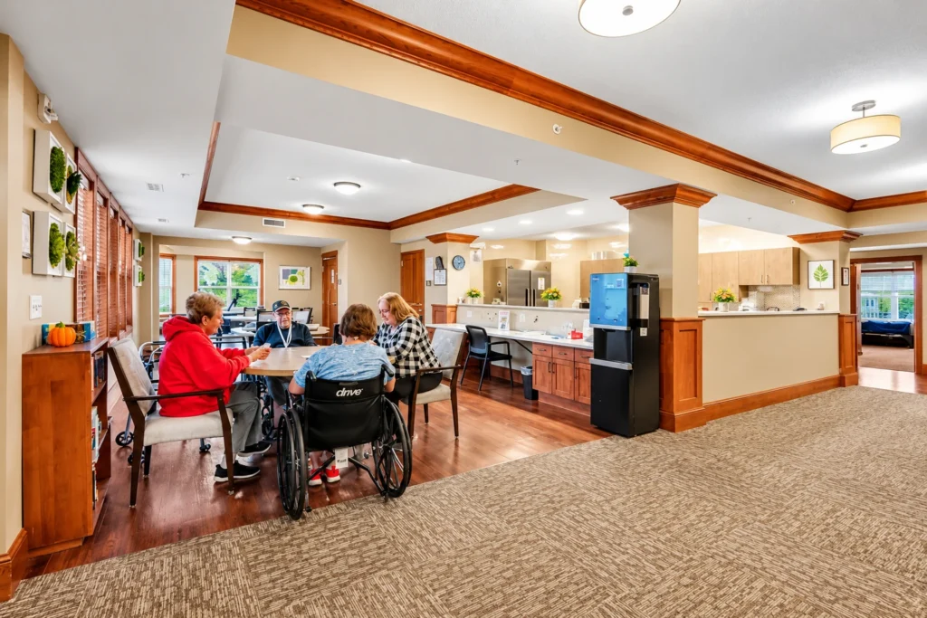 Warm Senior Living Lounge Gathering